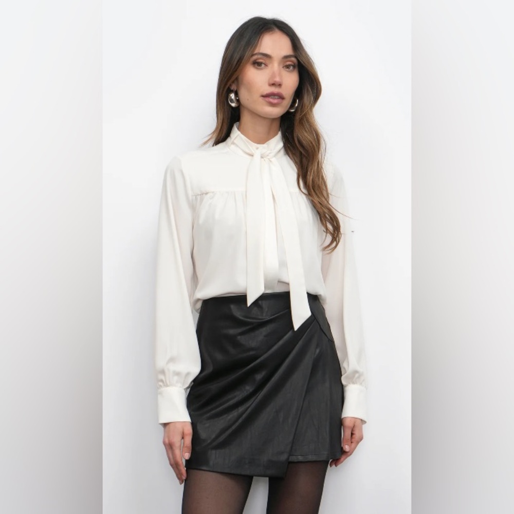 NWT Greylin Cameron Button Up Neck Tie Blouse